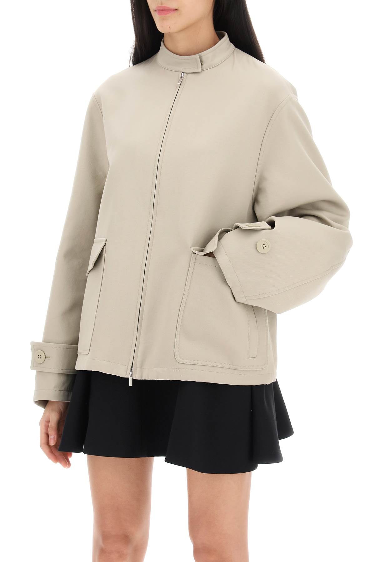 FERRAGAMO Oversized Cotton Blouson Jacket for Women in Neutro for SS24