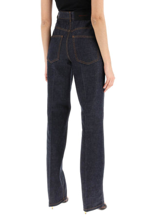 FERRAGAMO Navy Straight Jeans with Contrasting Stitching Details