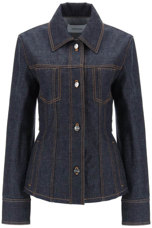 FERRAGAMO Women's Blue Shaped Denim Jacket - Perfect for SS24