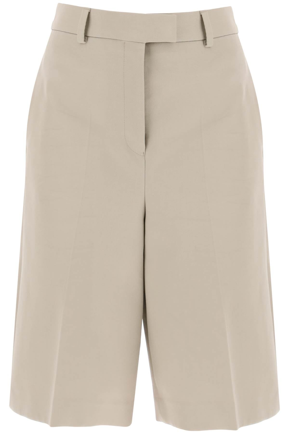 FERRAGAMO Neutral Cotton Gabardine Bermuda Shorts