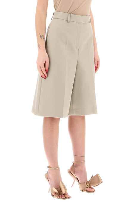 FERRAGAMO Neutral Cotton Gabardine Bermuda Shorts