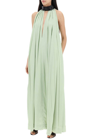 FERRAGAMO Elegant Maxi Dress with Faux Leather Buckle