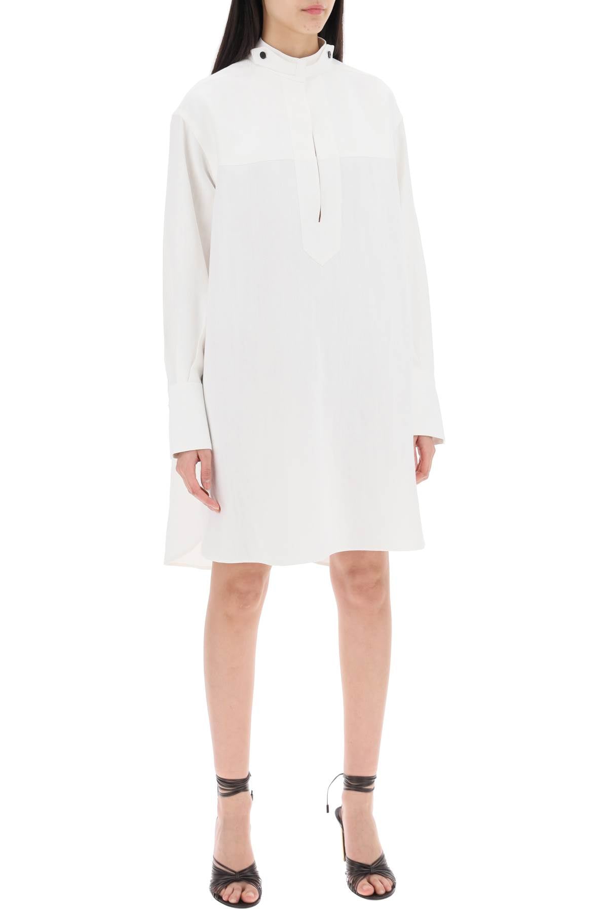 FERRAGAMO White Linen Blend Tunic Dress for Women - SS24 Collection