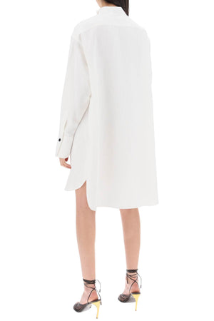 FERRAGAMO White Linen Blend Tunic Dress for Women - SS24 Collection