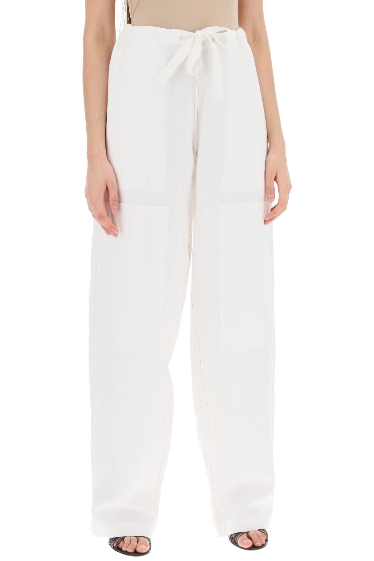 FERRAGAMO Linen Blend Patchwork Pants in XS