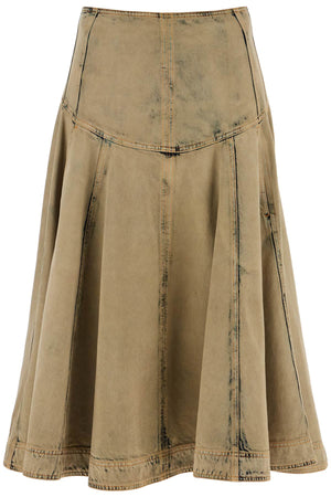 FERRAGAMO Flared Denim Midi Skirt