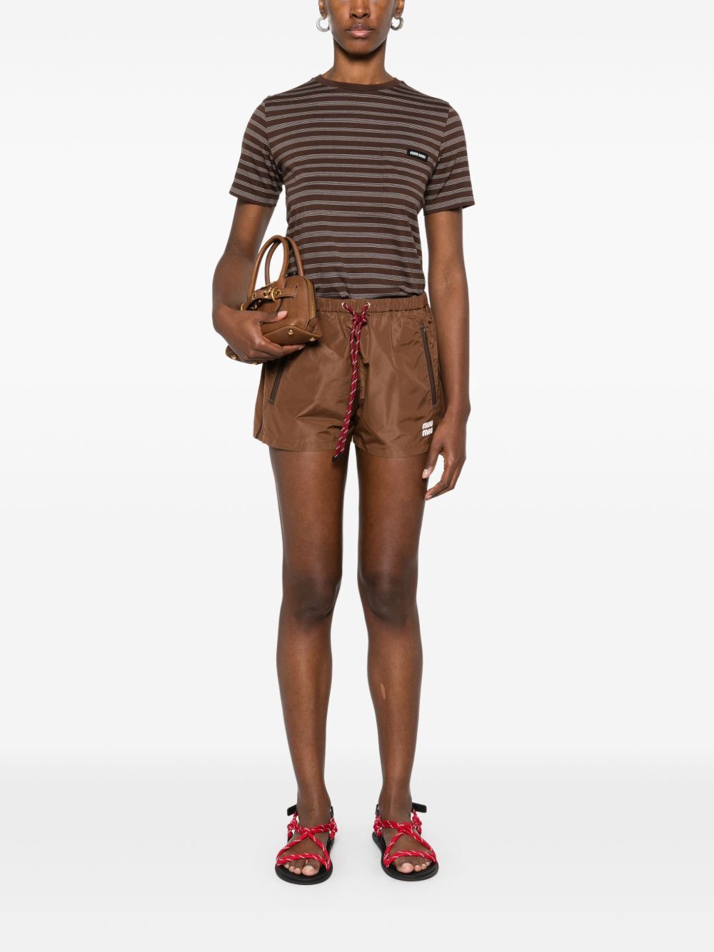 MIUMIU Recycled Polyester Mini Track Shorts