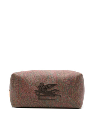 ETRO Brown Paisley Fabric Men's Clutch Handbag