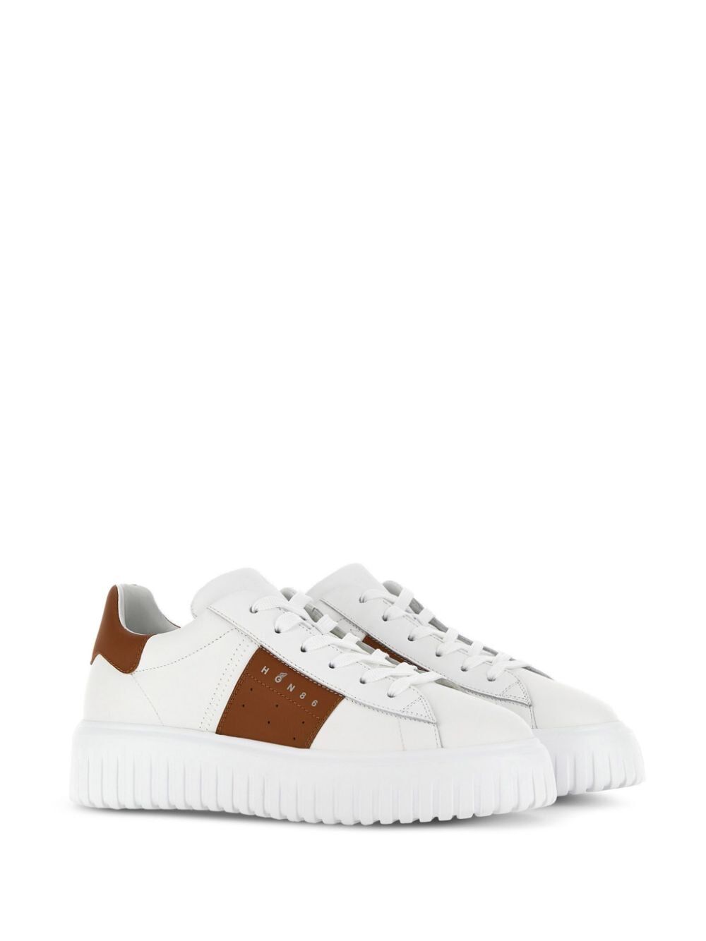 HOGAN Classic White Leather Striped Sneakers