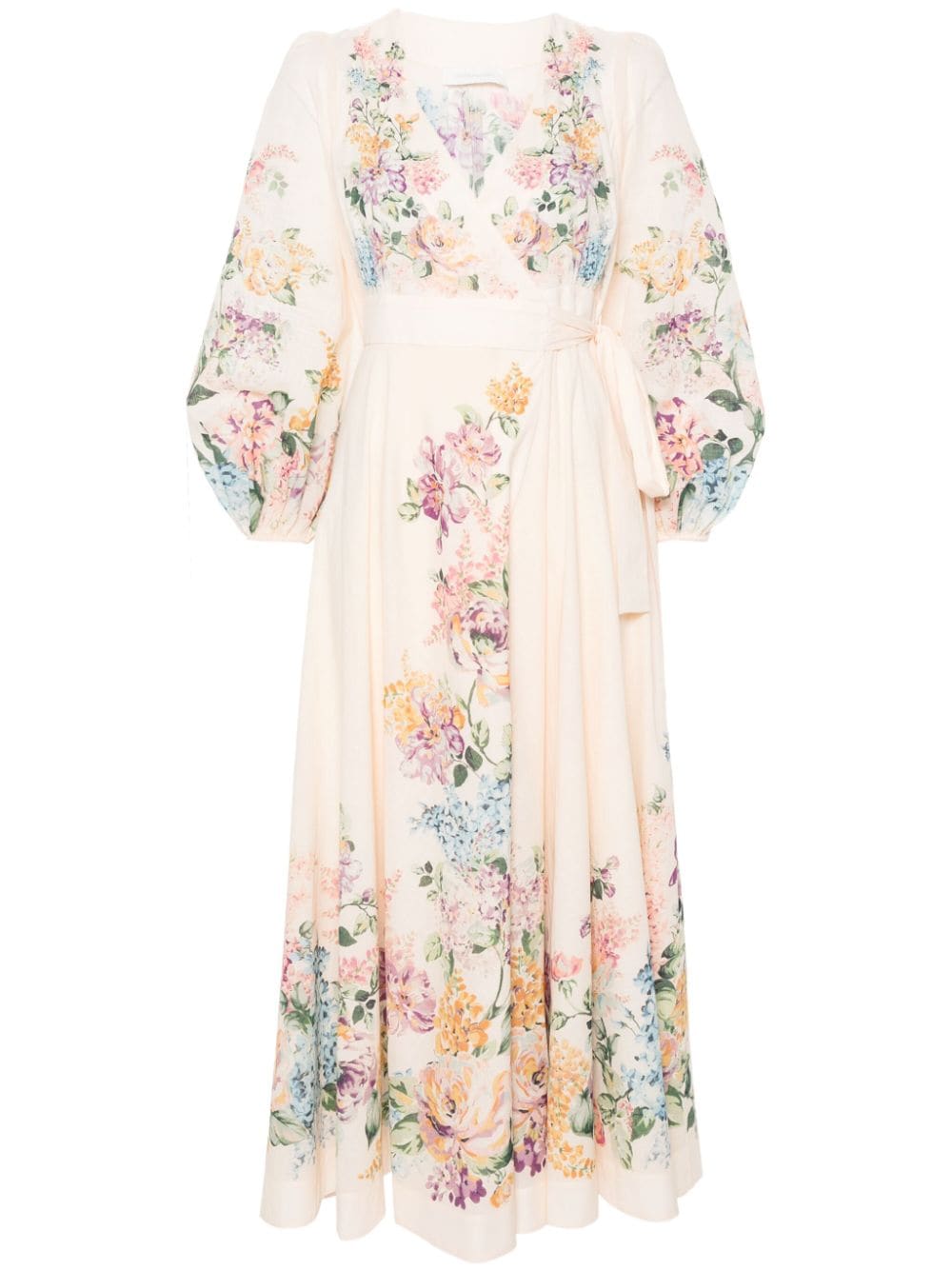 ZIMMERMANN Floral Midi Wrap Dress with Pockets