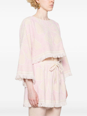 ZIMMERMANN Chic Cropped Towel Top with Floral Accents