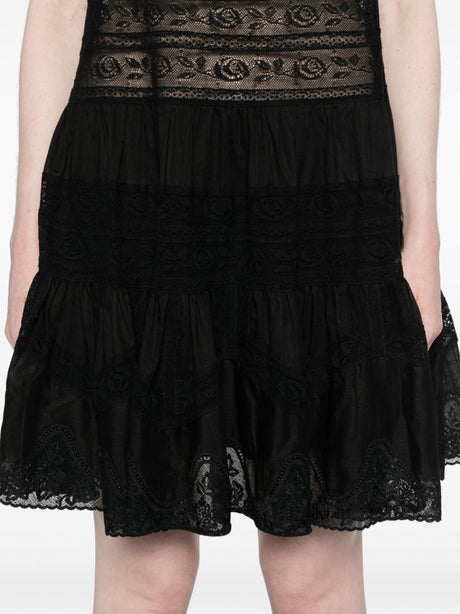 ZIMMERMANN Elegant Black Lace Trim Mini Dress