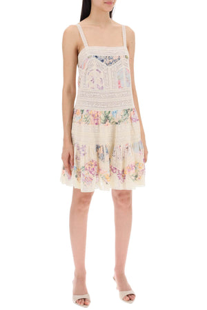 ZIMMERMANN Floral Lace Trim Mini Dress