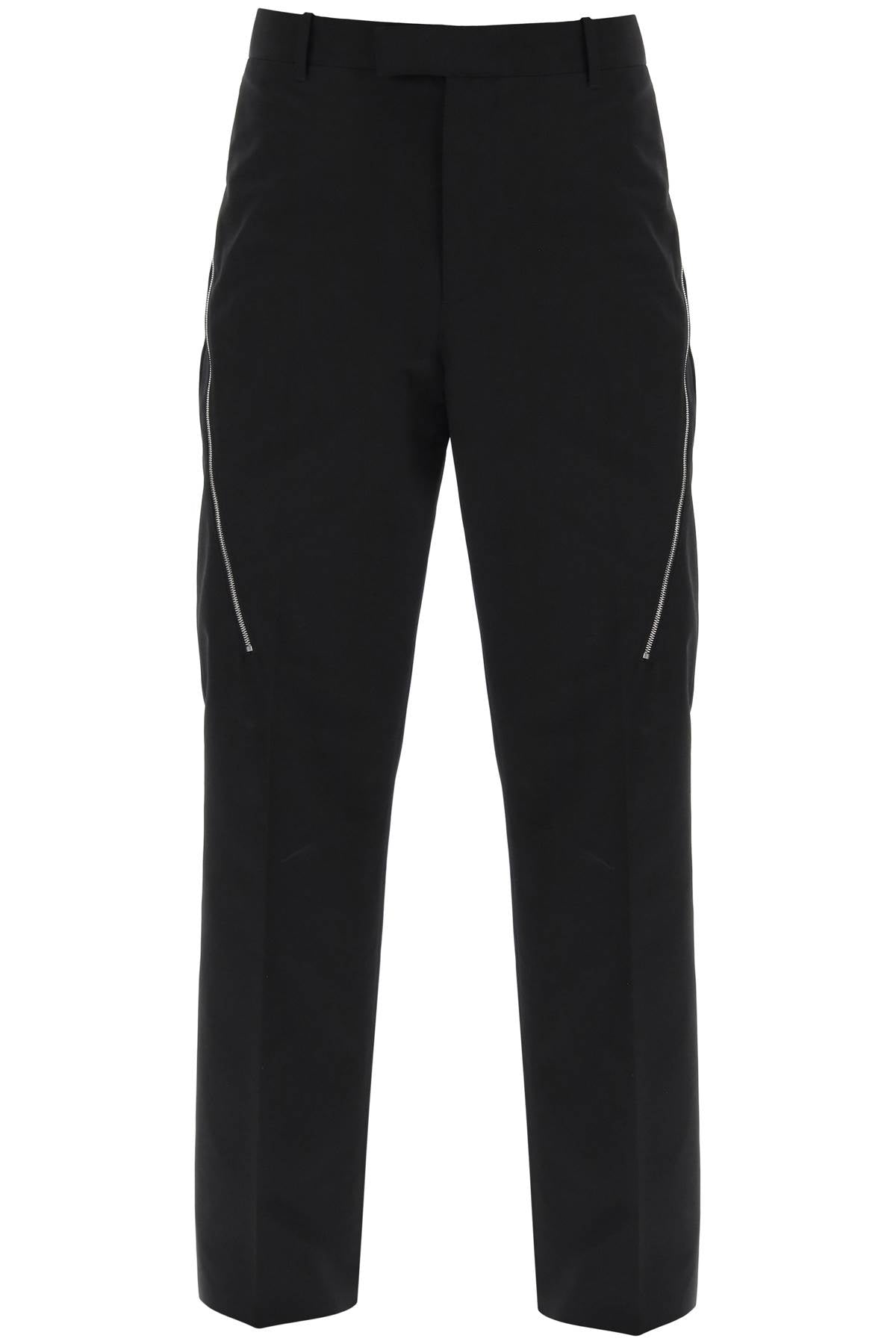 FERRAGAMO Men's Black Technical Cotton Pants with Contrasting Inserts