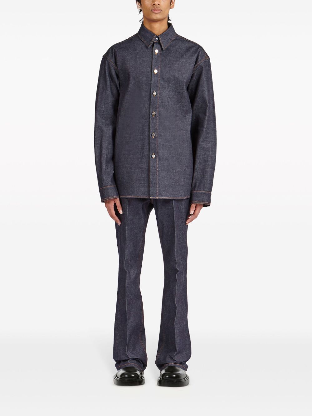 FERRAGAMO Navy 100% Cotton Men's Shirt - Spring/Summer 2024