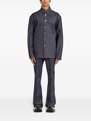 FERRAGAMO Navy 100% Cotton Men's Shirt - Spring/Summer 2024