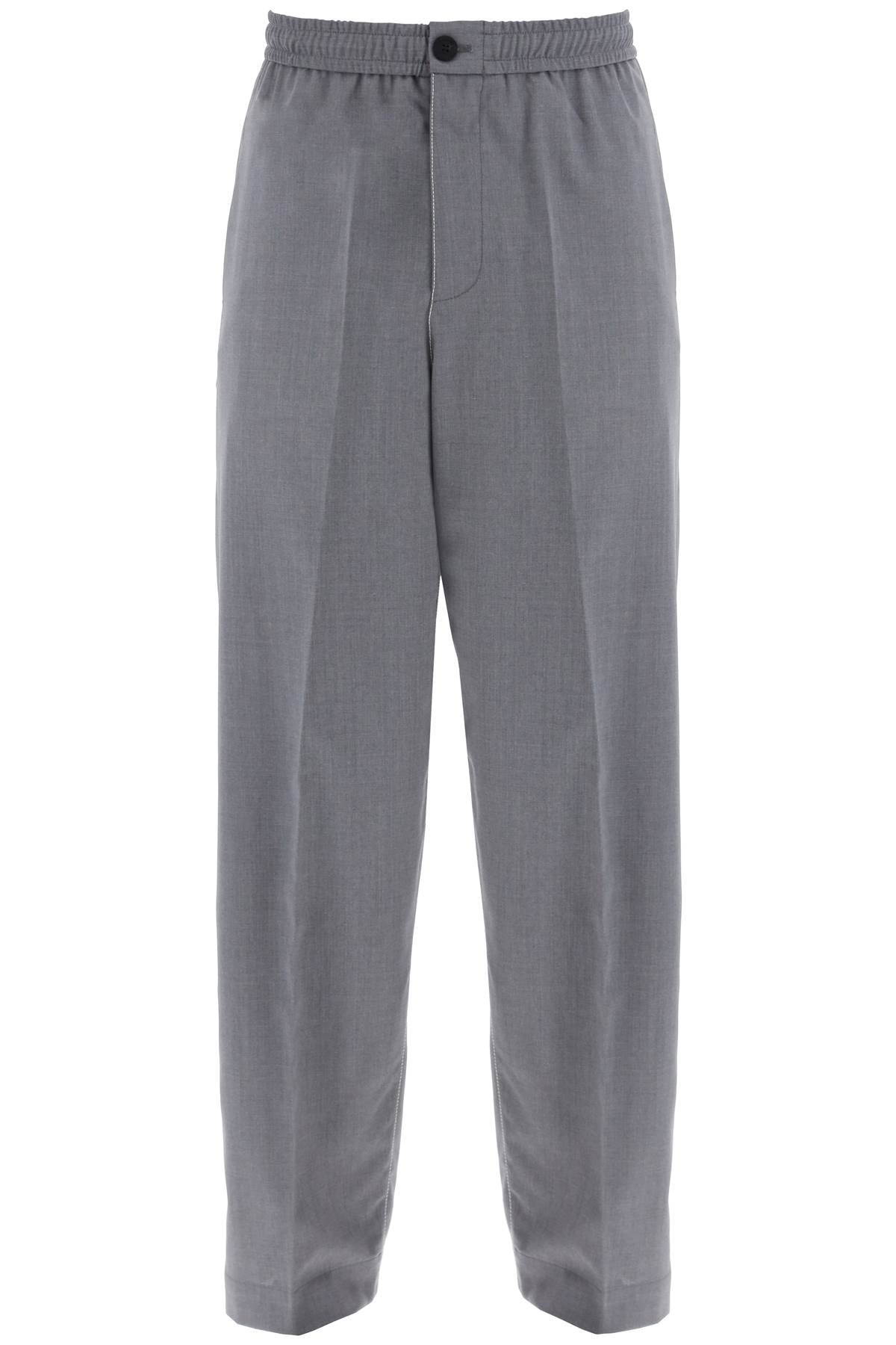 FERRAGAMO Men's Lightweight Wool Tailored Trousers in Canvas Fabric - FW24