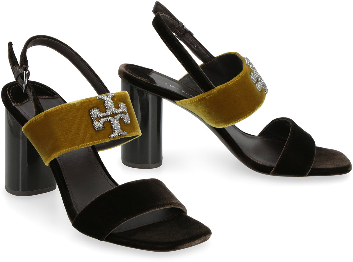 TORY BURCH Brown Heeled Velvet Sandals for Women - SS23 Collection