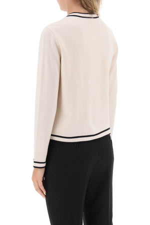 TORY BURCH Classic Black Wool Cardigan for Women