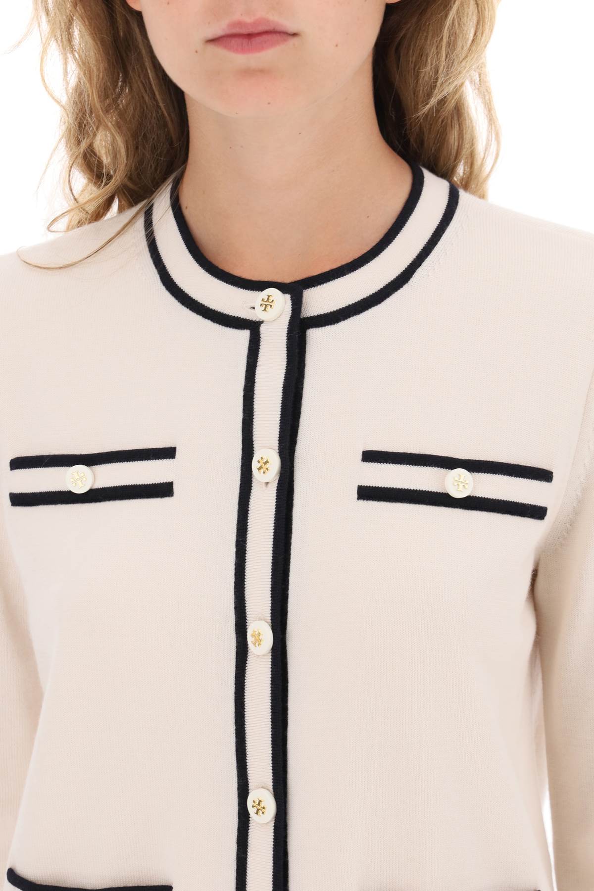 TORY BURCH Classic Black Wool Cardigan for Women