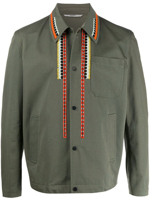 VALENTINO Olive Embroidered Shirt for Men - SS20 Collection