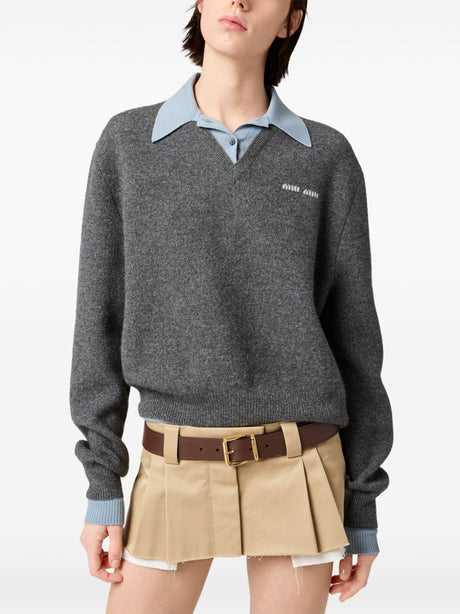 MIUMIU Oversized Cashmere and Wool Polo Sweater