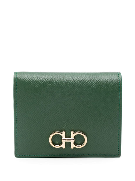 Ferragamo Gancini Hook Compact Wallet - Slim Design 11.5 x 9 cm