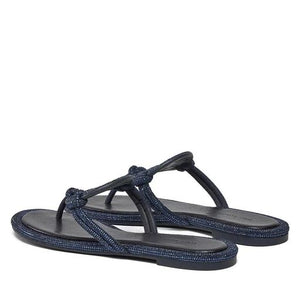 TORY BURCH Miller Knotted Pavé Navy Sandals