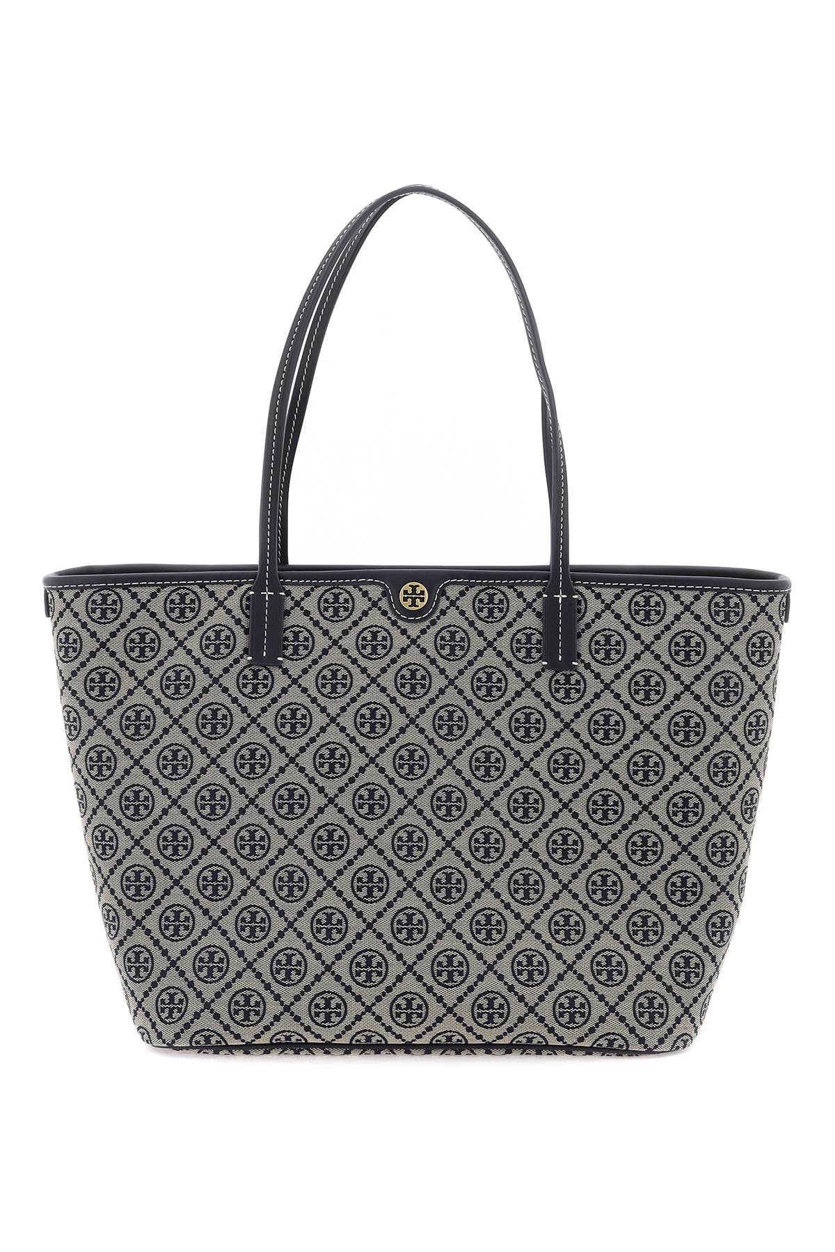 TORY BURCH Canvas Tote Handbag featuring Iconic T Monogram Motif