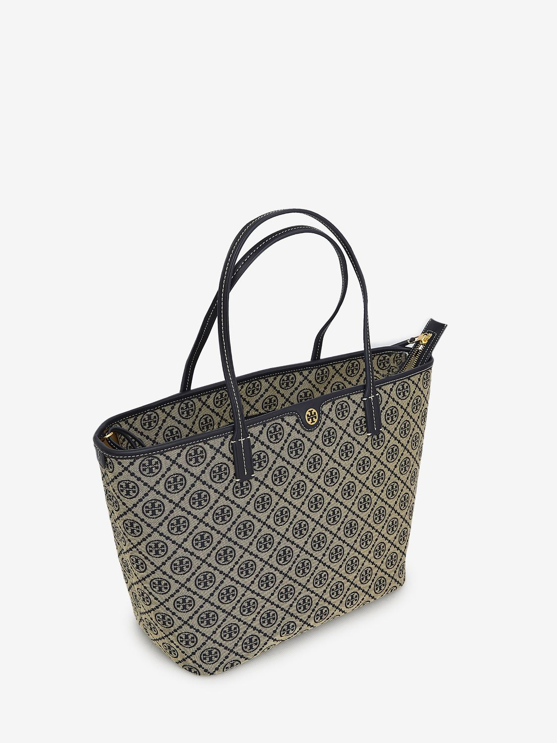 TORY BURCH Canvas Tote Handbag featuring Iconic T Monogram Motif