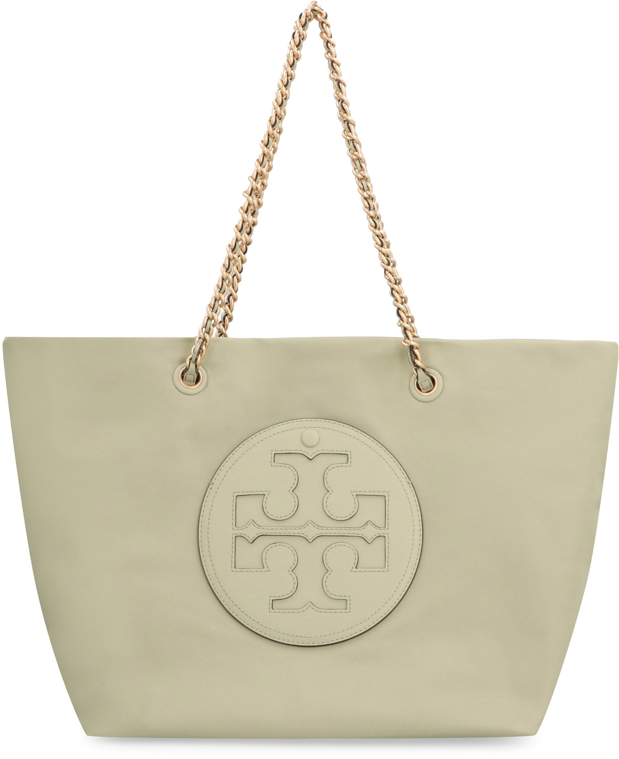 TORY BURCH Raffia Chain Logo Patch Tote Handbag for Women