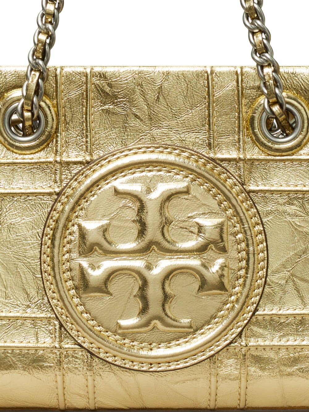 TORY BURCH Gold Lamb Leather Mini Shopper Tote for Women - SS24