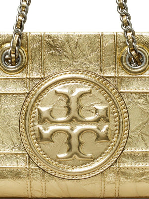 TORY BURCH Gold Lamb Leather Mini Shopper Tote for Women - SS24