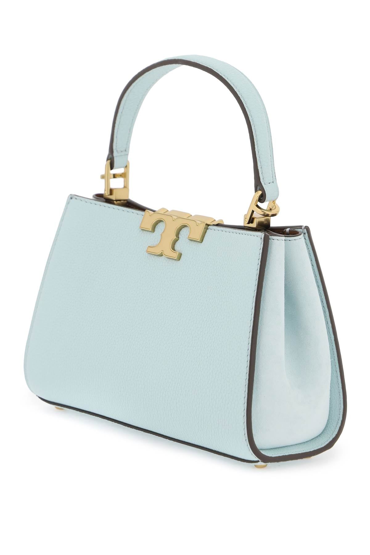 TORY BURCH Eleanor Mini Light Blue Leather Handbag with Suede Accents and Gold-Tone Hardware