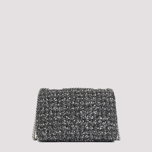 TORY BURCH Stylish and Versatile Black Tweed Shoulder Handbag for Women