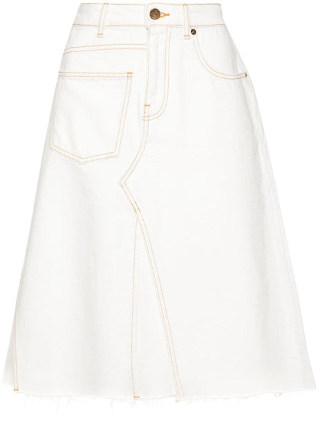 TORY BURCH Denim Midi Skirt with A-Line Silhouette