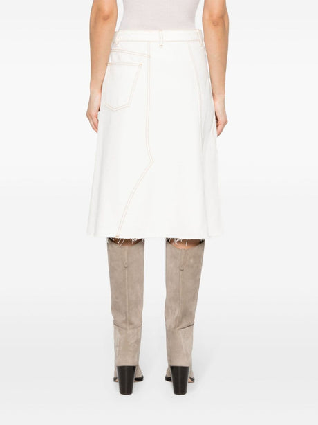 TORY BURCH Denim Midi Skirt with A-Line Silhouette