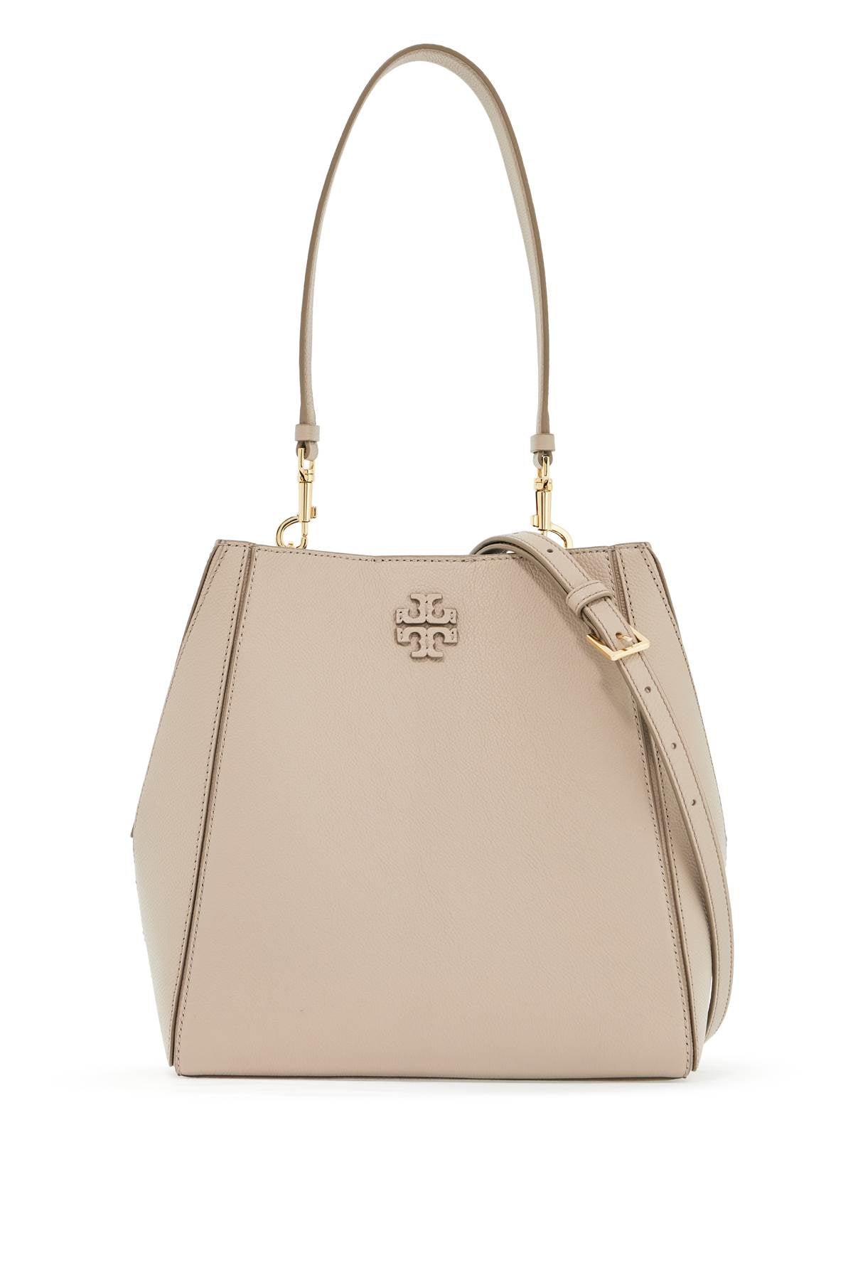 TORY BURCH Grained Leather Bucket Handbag - 25x25.5x11cm