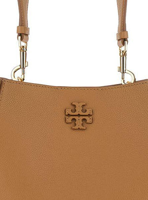 TORY BURCH Grained Leather Bucket Handbag - 25x25.5x11cm