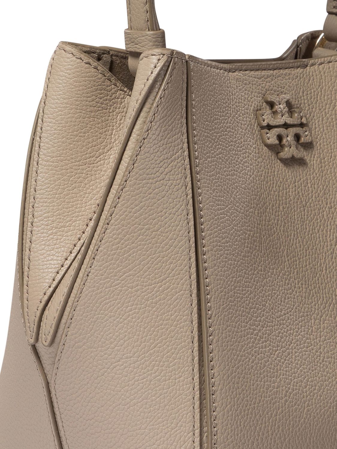 TORY BURCH Elegant Small Gray Leather Bucket Bag