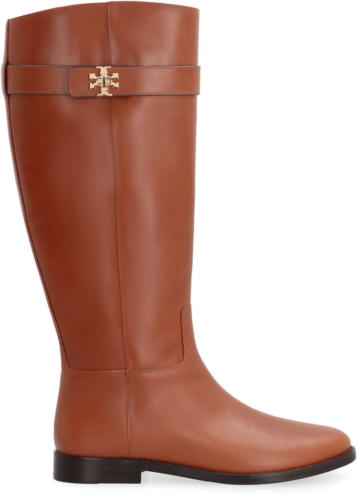 TORY BURCH Classic T Lock Leather Boots - 39 cm Shaft Height