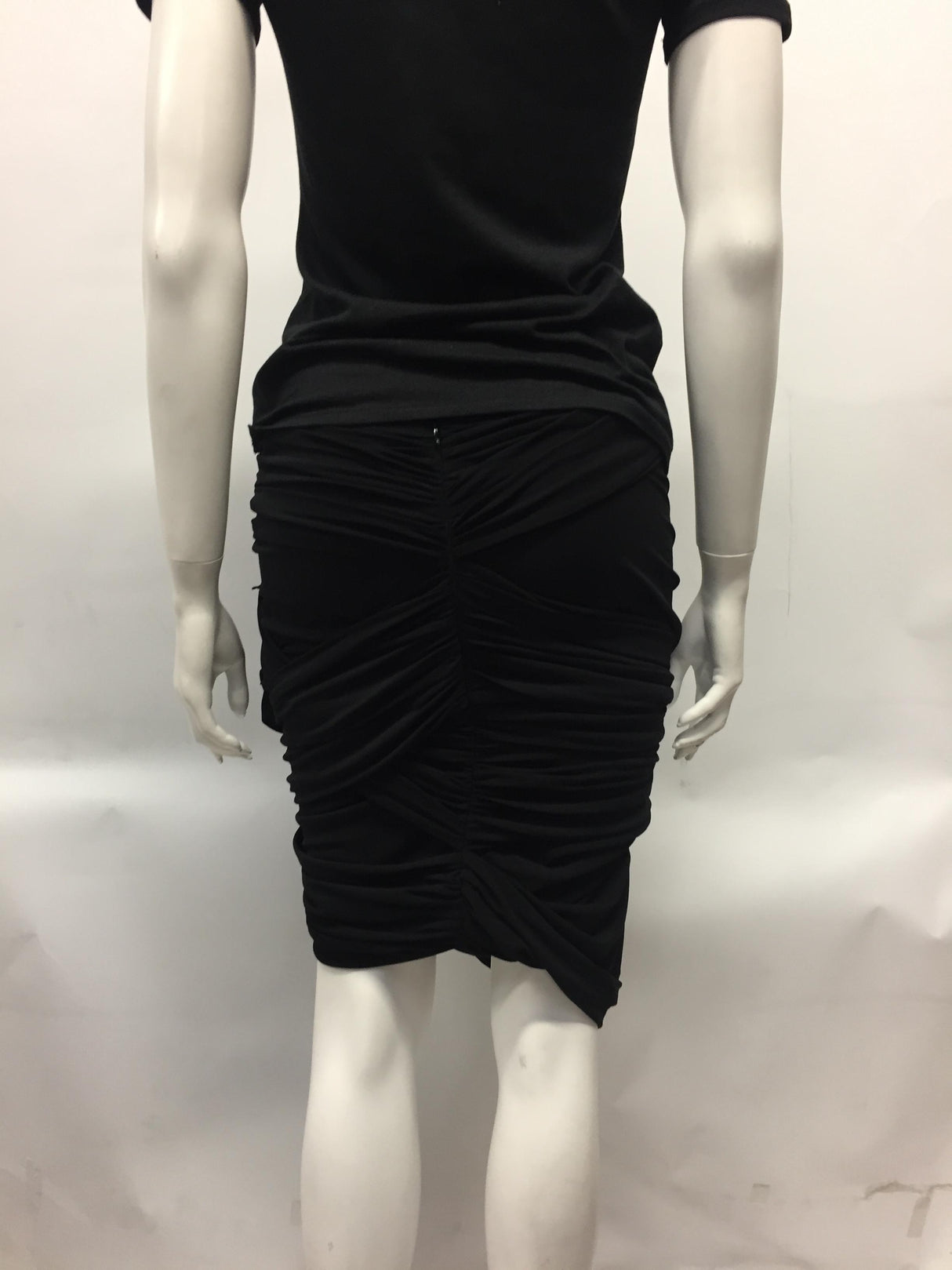 Black Asymmetric Mini Skirt with Flower Embellishments - FW22
