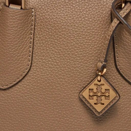 TORY BURCH Mini Taupe Oak Pebbled Leather Swing Handbag for Women