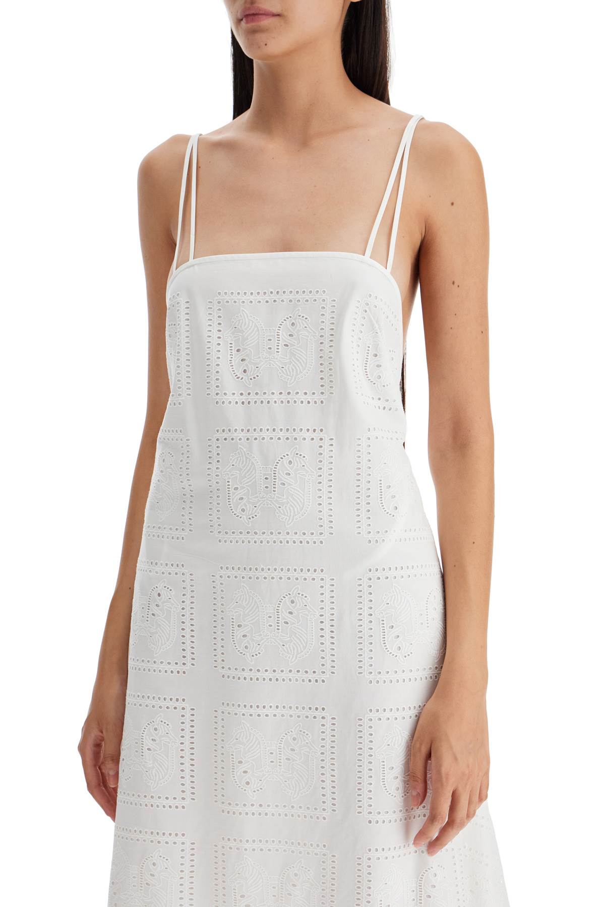 TORY BURCH Elegant Cotton Lace Midi Dress with Adjustable Straps