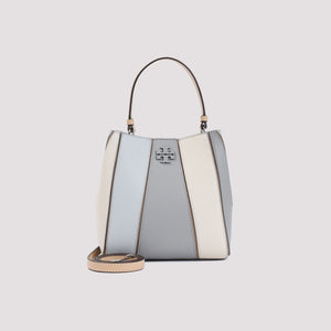 TORY BURCH McGraw Origami Mini Bucket Bag in Grey Leather 18x20x12cm