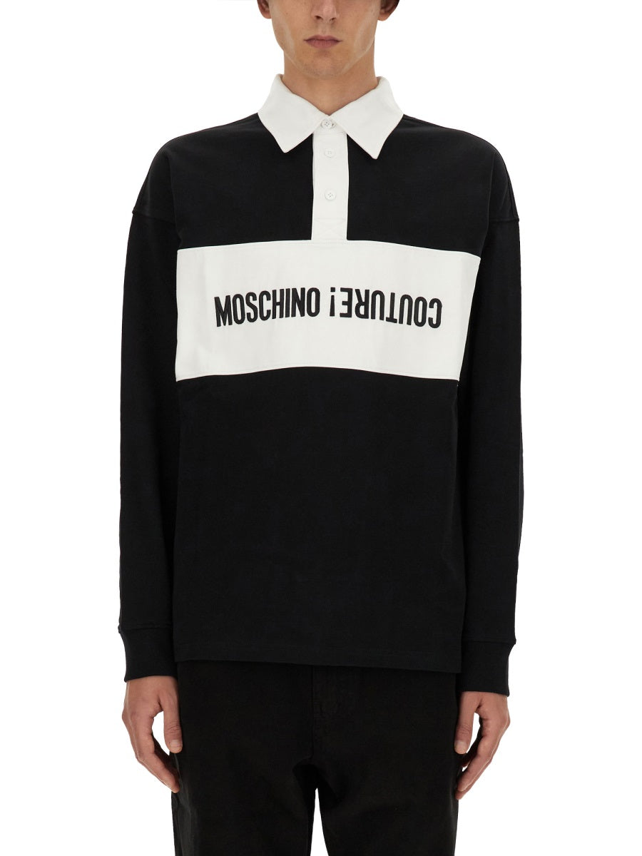 MOSCHINO COUTURE Upside Down Logo Polo Shirt - Size 48