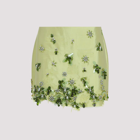 PRADA Embroidered Silk Mini Skirt