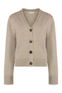 TORY BURCH Elegant Women's Wool Cardigan with Ribbed Knit Edges