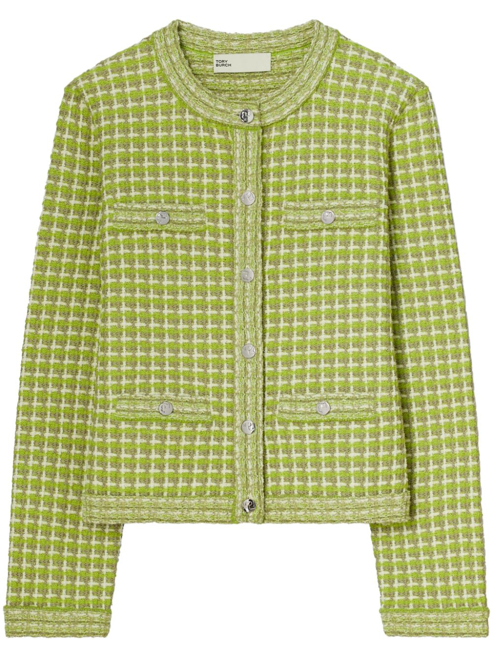 TORY BURCH Jacquard Crewneck Jacket for Women - FW24 Collection