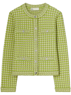 TORY BURCH Jacquard Crewneck Jacket for Women - FW24 Collection